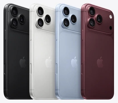 iPhone 18 Pro in vier Farben: Schwarz, Weiß, Hellblau und Dunkelrot